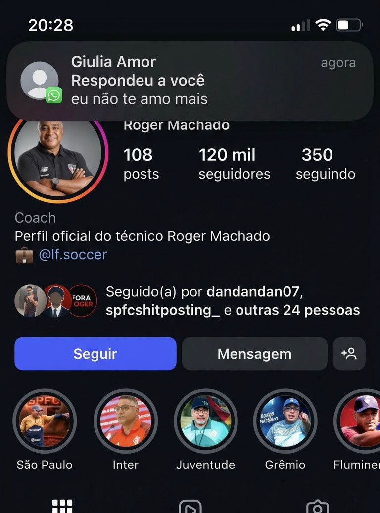 🚨: Roger Machado tirou o @ do São Paulo da bio