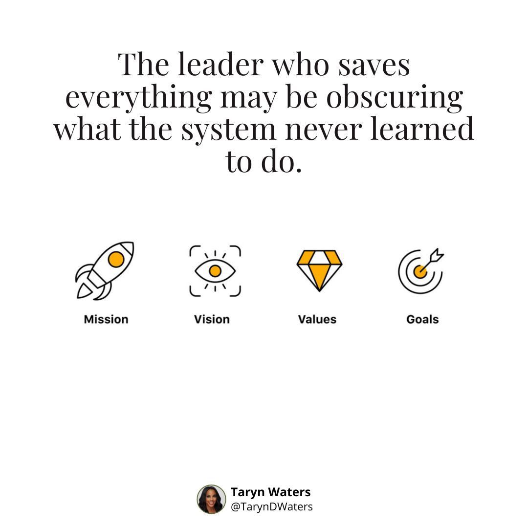 TarynDWaters's tweet photo. Heroic leadership often looks efficient because it hides system debt. https://t.co/nAYdQP9E7F