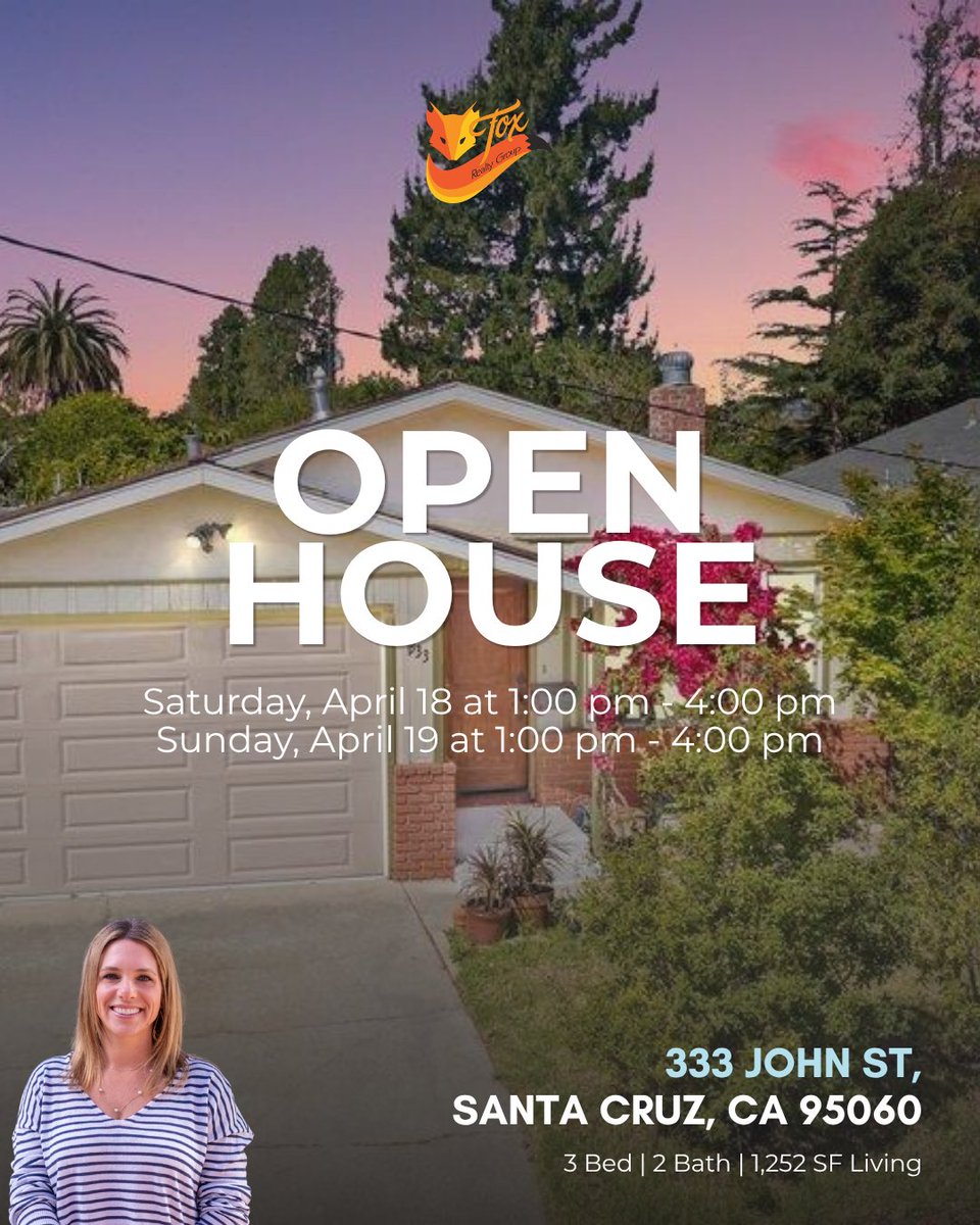 ShemeikaFox's tweet photo. 333 John St, Santa Cruz
3 bed | 2 bath | 1,252 sq ft

Listed at $1,600,000

Open House
Saturday &amp; Sunday | 1PM–4PM

Come see it in person — this is the lifestyle people move here for.

Call/Text: Shemeika Fox | 831-588-2334
DM for details or a private showing https://t.co/or1bOioE7O