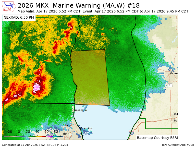 MkeMetroWx's tweet photo. MKX issues Marine Warning [waterspout: POSSIBLE, wind: 40 KTS, hail: >.75 IN] for 6 forecast zones in [LM] till Apr 17, 9:45 PM CDT https://t.co/NHRByLwuj2 https://t.co/8E0KT4oJdh