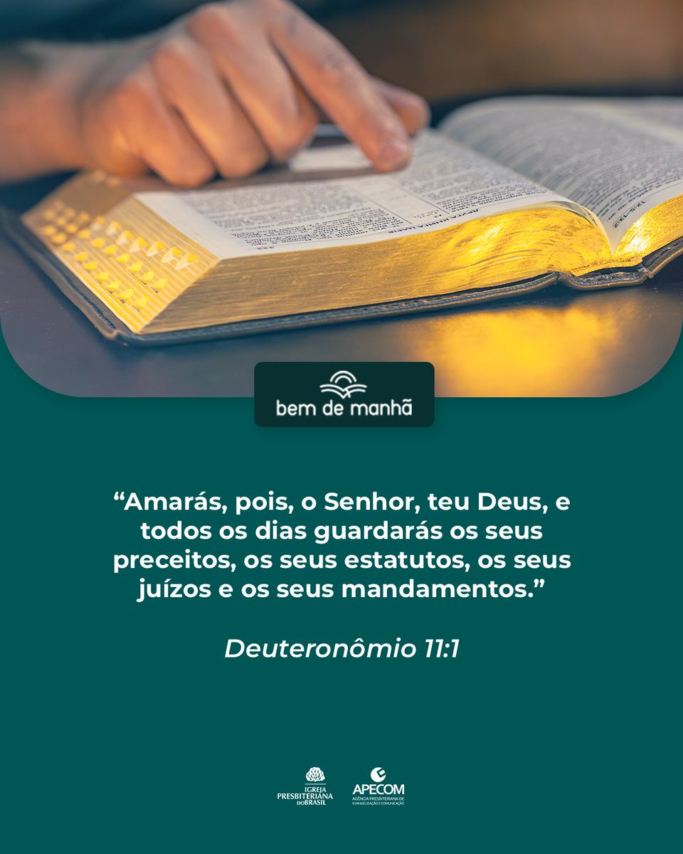 ipboficial's tweet photo. Bem de Manhã: Comece o dia meditando na sabedoria de Deus.

“Amarás, pois, o Senhor, teu Deus, e todos os dias guardarás os seus preceitos, os seus estatutos, os seus juízos e os seus mandamentos.”

Deuteronômio 11:1 https://t.co/3RCGuiKtps