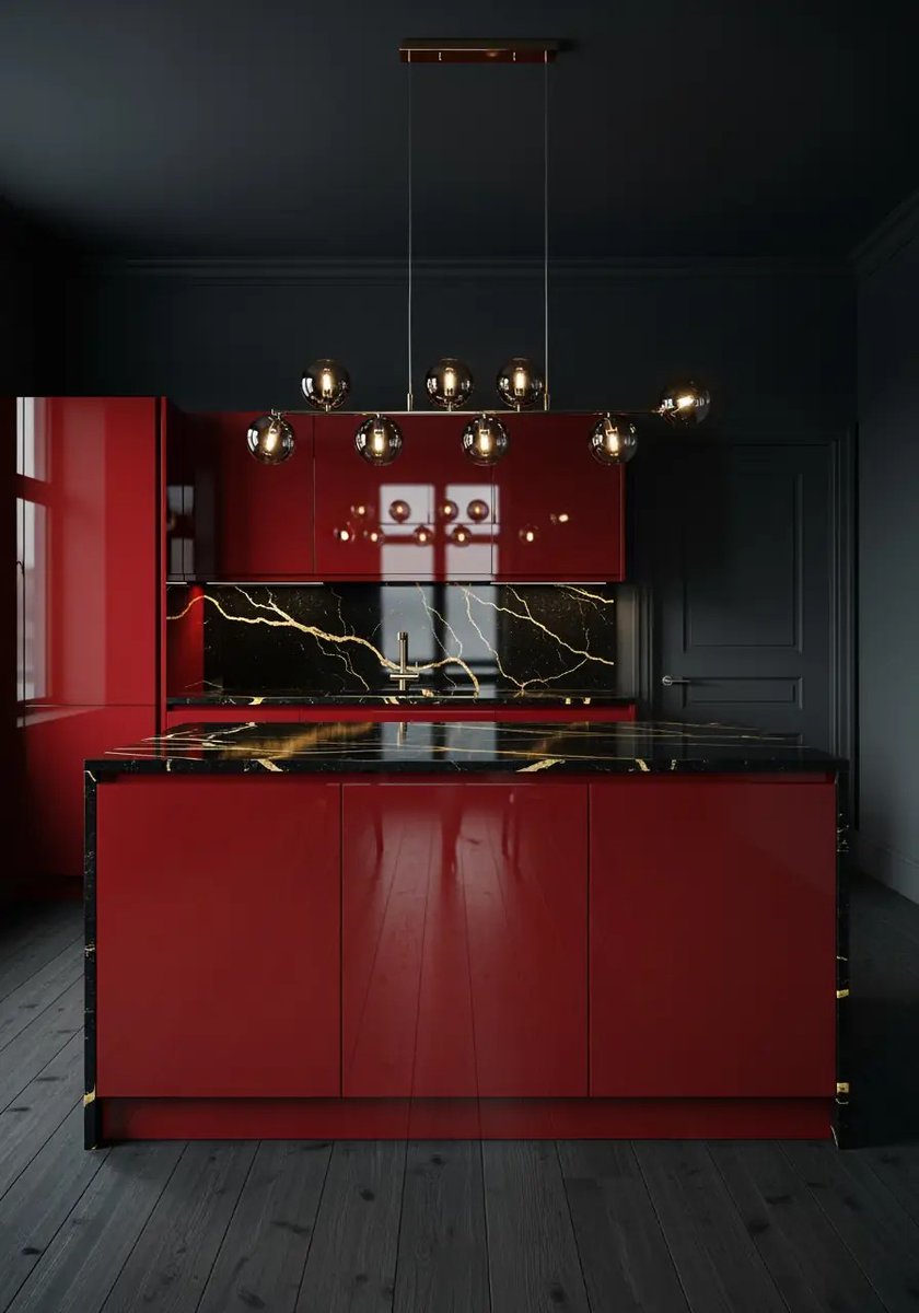 JHicks_HomePro's tweet image. What do you think of this kitchen design with deep red modern cabinets &amp;amp; black marble countertops &amp;amp; back splash? Best Kitchen &amp;amp; Bath Remodeler#dogoodwork #kitchendesign #hgtv #kitchen #bathroom #homeimprovement #home #remodeling #remodel