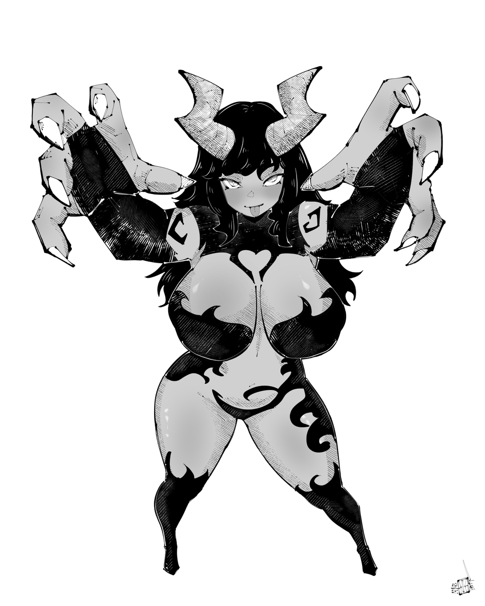 Gal with big horns :P - commissioned art piece