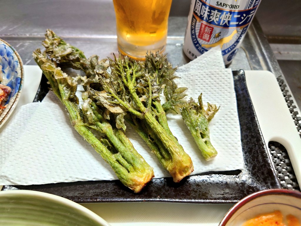 昨日の晩ごはん
長芋しそドレ
たくあん炒め
豚バラのネギ塩焼肉
タラの芽の天ぷら
タラの芽のごま和え
お酒はビール🍺

職場のタラの芽、今年は大きくなるのが早くて収穫が遅れましたww

#晩ごはん
#おつまみ
#おうちごはん
#おうち居酒屋