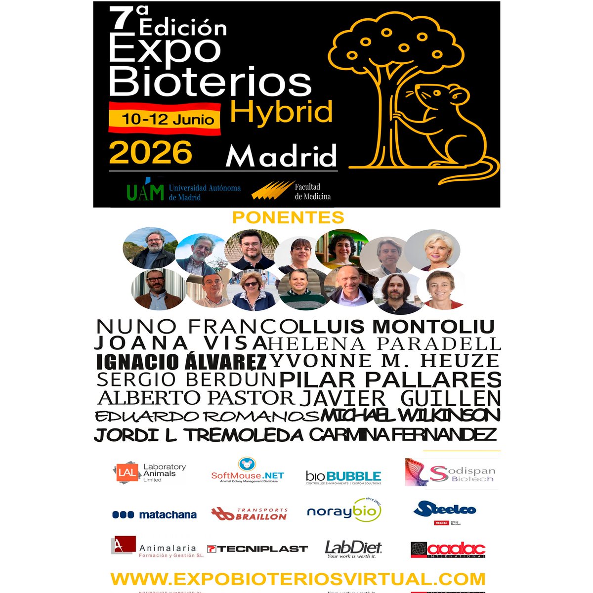 🔬✨ ¡Menos de 2 meses para ExpoBioterios 2026 en Madrid!
📅 10–12 junio | 📍 UAM 🇪🇸
🌎 Modalidad híbrida
Expertos, charlas, empresas y networking
🚀 Inscríbete:
👉 expobioteriosvirtual.com
#ExpoBioterios2026 #Bioterios #AnimalResearch #Ciencia