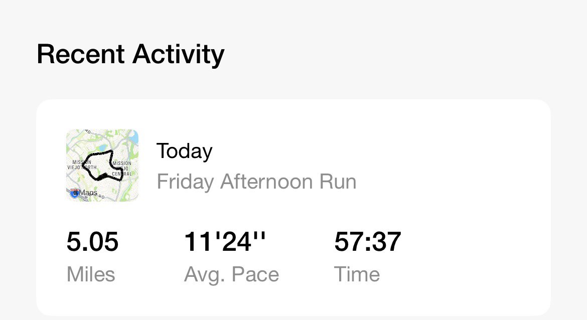 Friday Run Complete 
From earlier today 
5.05 miles at an average pace of 11:24 per mile <a href="/ComicConFit/">Comic Con Fit</a> #cosplayfit