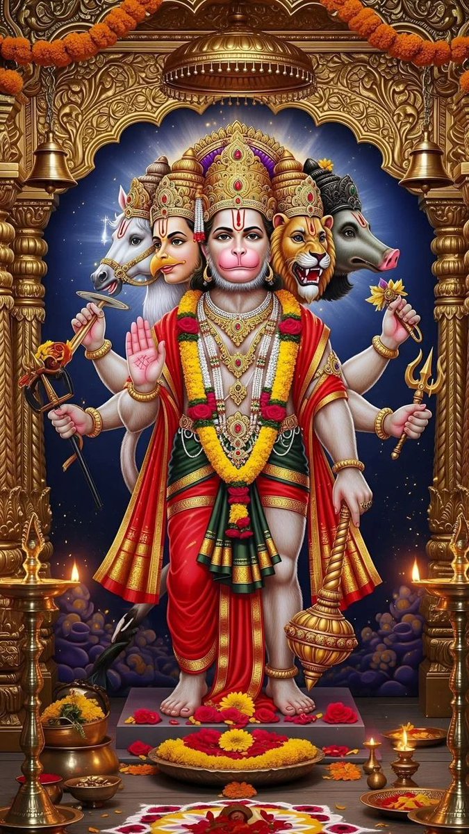 AshtBhujaji's tweet photo. जय श्री पंचमुखी हनुमान 🙏✨🚩

पाँच मुखों में विराजे बल, बुद्धि और भक्ति के स्वरूप,
हर दिशा में रक्षा करें, दूर करें हर संकट और कष्ट रूप।

आपकी कृपा से जीवन में साहस, शांति और विजय का प्रकाश बना रहे।
सदा हमारे ऊपर अपनी असीम कृपा बनाए रखें। 🚩

#पंचमुखीहनुमान #जयहनुमान #भक्ति #आस्था