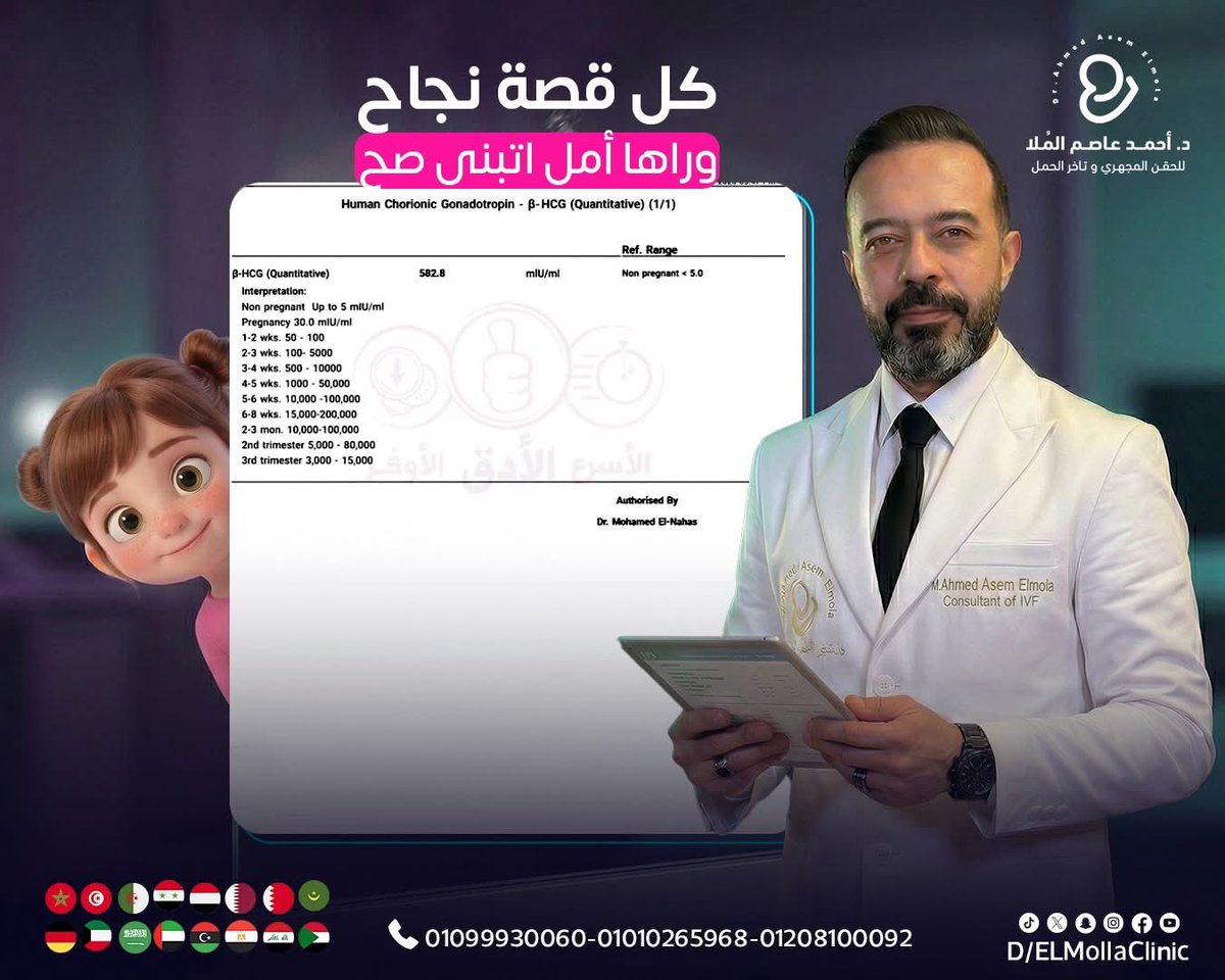 أصعب الحالات… ليها أمل 
من أصعب الحالات اللي بتقابلنا:
صفر حيوانات منوية 
ضعف مخزون شديد
تكيسات معقدة
لكن مع التقييم الصح 
شفنا قصص كانت شبه مستحيلةوبقت واقع
#حالتنا_من_جميع_محافظات_مصر  #حالتنا_من_كل_دول_العالم #دكتـــور_الامــــل_المـــلا_مصر  #د_أحمد_عاصم_الملا #الحقن_المجهري