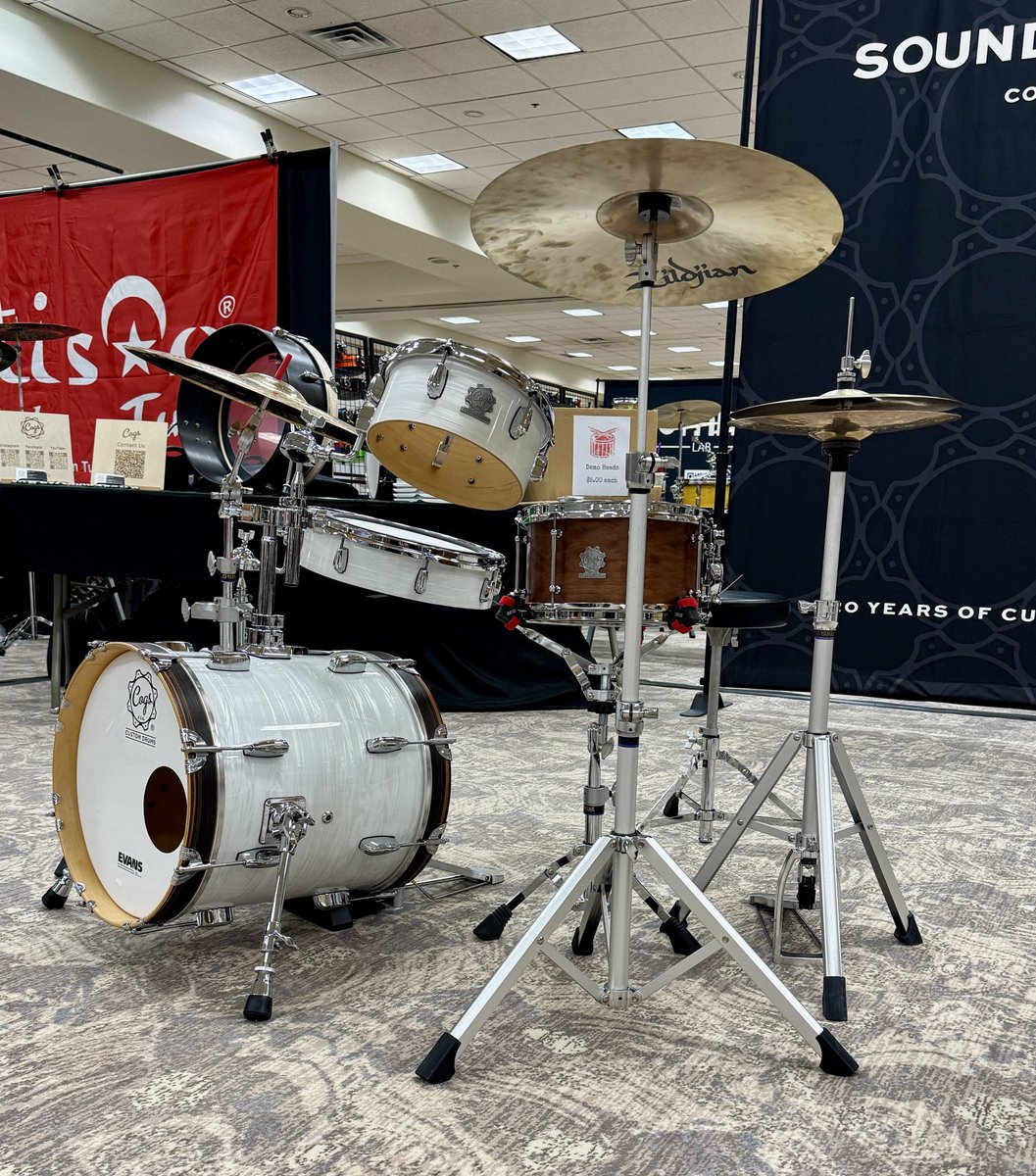 CogsDrums's tweet photo. Las Vegas Drum Show 2026. We want to thank everyone who visited our booth and enjoyed our drums! It was great to see and meet everyone! 

At our booth this year, we a couple of special kits - One kit was a 16x16 kick, 16 inch Gong drum floor tom and a custom 10 inch tom with internal snares. Cymbals where some early 1990’s Zildjian. 13 inch K/Z high hats and 20 inch K Dry.

Our other kit, was our Vintage 22x12 kick, and 18 inch Gong floor tom and a 16x4 SuperSix snare drum. Special thanks to @samsuncymbalsusa for supplying the 17 inch high hats, crash and very large ride cymbal! Sounded amazing!

We also had a number of SuperSix snare drums available as well! 

Special thanks to Rudy from the  @lasvegasdrumshow for hosting another fantastic show! Looking forward to 2027!