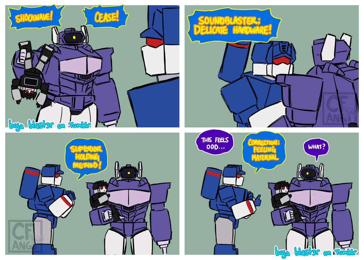 cfangi_art's tweet image. That is his mini me after all, hold him correctly!

#Transformers #maccadam #wavewave #soundblaster