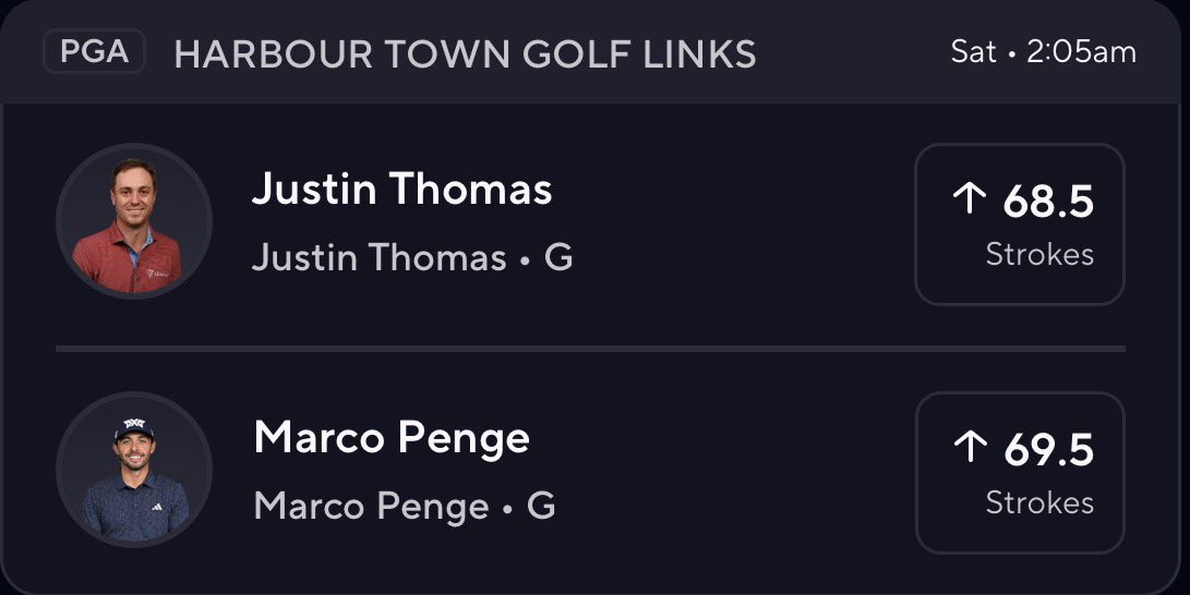 betting_golfer's tweet image. Adding these plays to the card!
Let’s ride 🏄‍♂️ #prizepicks #prizepicksgolf #Pga #Gamblingx #RBCHeritage