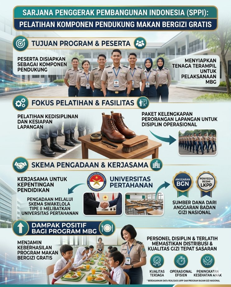 Investasi pada kedisiplinan personel adalah jaminan mutu program Makan Bergizi Gratis di lapangan. Sarjana Penggerak siap beraksi! #GiziNasional