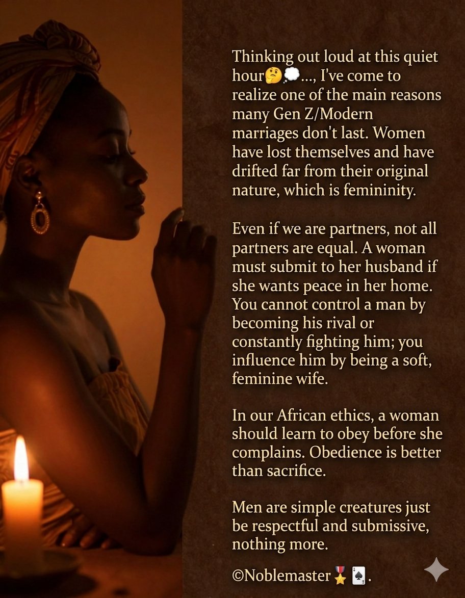 Noblemaster_'s tweet photo. Men are simple creatures just be respectful and submissive, nothing more.
#ThinkWell 🤔💭
🃏 https://t.co/JQCCZQXt5l