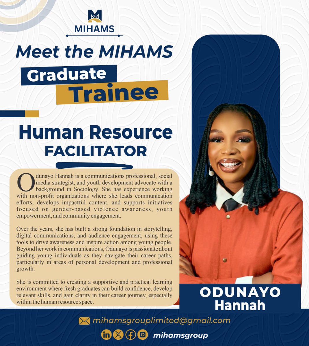 MihamsGroup_ltd's tweet image. Meet the facilitators behind the MIHAMS Graduate Trainee Program, dedicated to equipping graduates with practical skills, strategic insight, and industry-ready competence. 

#MIHAMS #GraduateTrainee #CareerDevelopment #SkillsDevelopment
