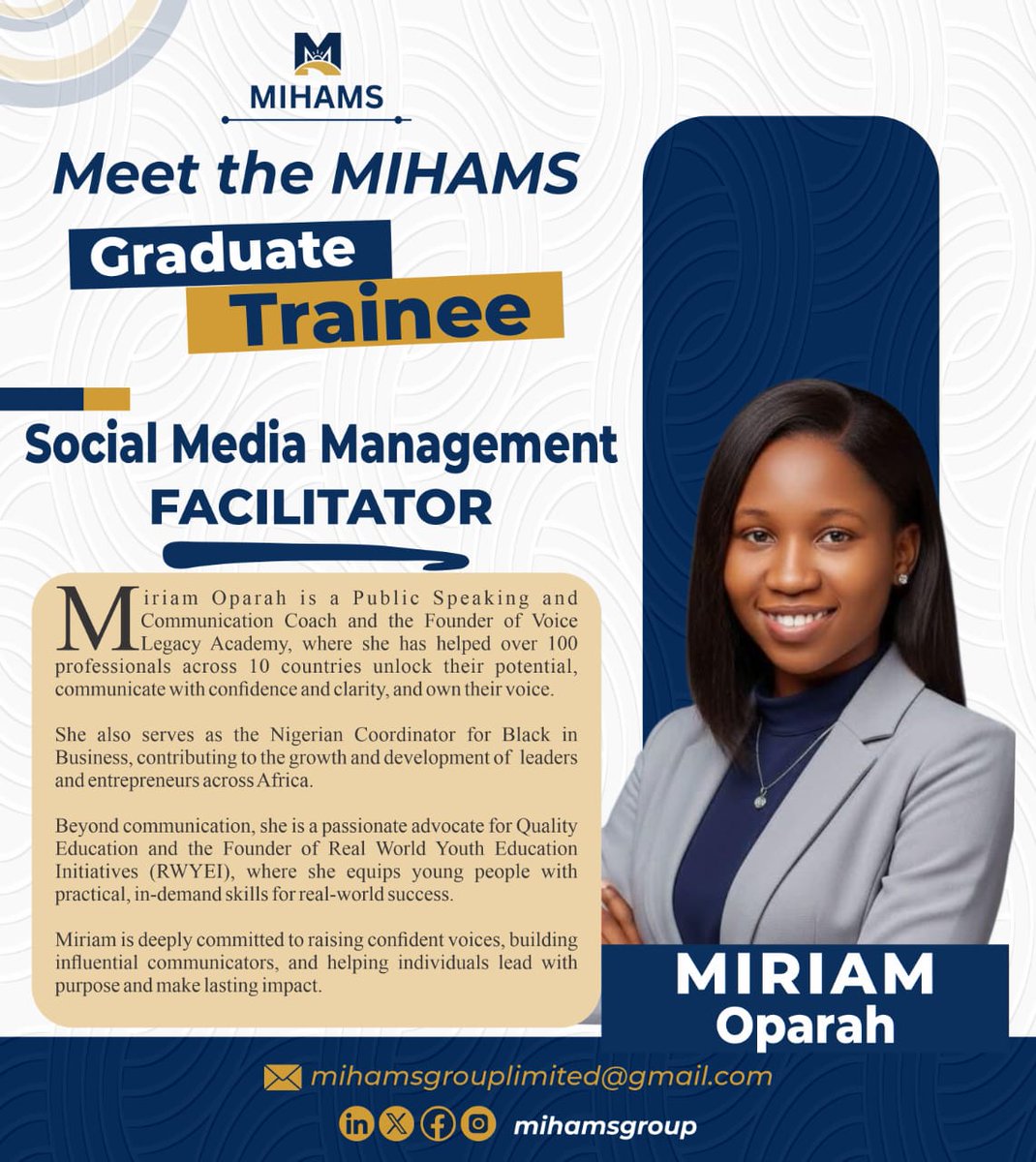 MihamsGroup_ltd's tweet image. Meet the facilitators behind the MIHAMS Graduate Trainee Program, dedicated to equipping graduates with practical skills, strategic insight, and industry-ready competence. 

#MIHAMS #GraduateTrainee #CareerDevelopment #SkillsDevelopment