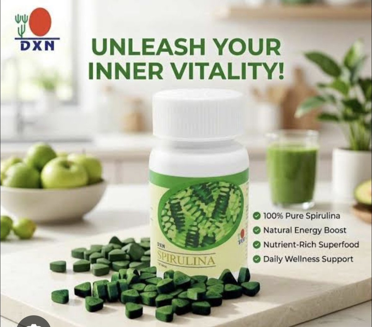 MdQashim's tweet image. DXN Spirulina 🌿💚
A powerful superfood packed with protein, vitamins, and antioxidants to boost your energy and immunity.
Supports detox, improves stamina, and helps you feel stronger every day—naturally!
#DXN #Spirulina @highlight