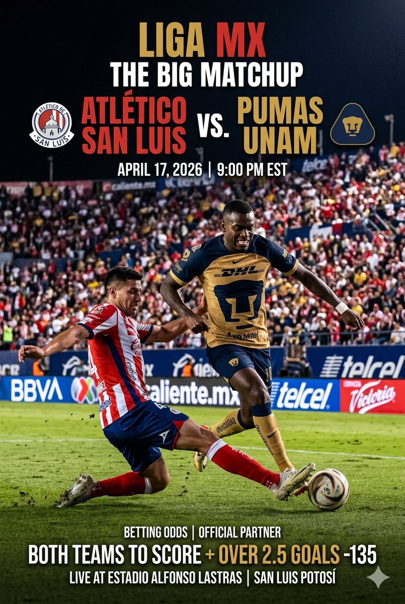 ⚽️Liga MX🇲🇽
San Luis
🆚
Pumas UNAM
💵BTTS +o2.5G-135

#LigaMX #GamblingX #GamblingTwitter #GamblingCommunity