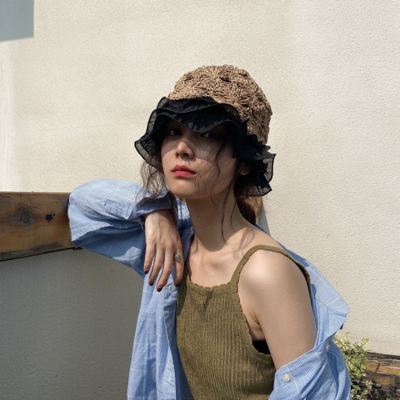 ITShop24_7's tweet image. Lady Straw Bucket Hat Lace Trim Cap Ruffle Brim Hollow Summer Beach Woven Casual Seller:... - ebay.co.uk/itm/1882574389… #buy #style