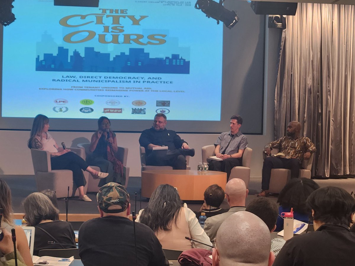 profhuq's tweet photo. . @CUNYLawReview Symposium Day 1  has begun. Excellent keynote by Commissioner Aucken @NYCMayor #radicalmunicipalism #thecityisours https://t.co/JDBfEHz4YT