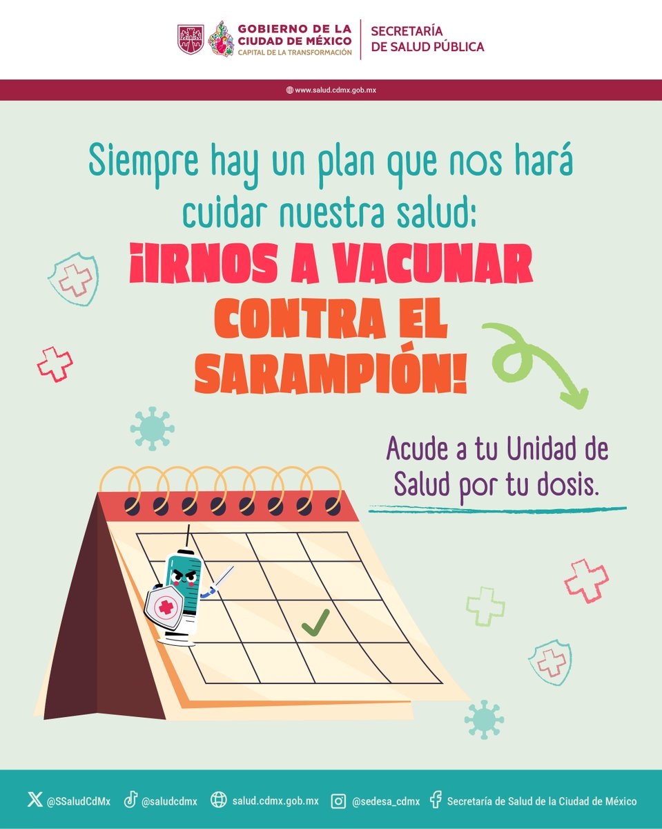 SSaludCdMx's tweet image. La mejor salida, sin duda. 🤩💉 Acude a tu Unidad de Salud más cercana por tu dosis contra el sarampión, recuerda que es segura y gratuita. 🏥

⭐ ¡Juntas y juntos nos protegemos!

#VacunaSarampión #YoMeVacuno #Prevención