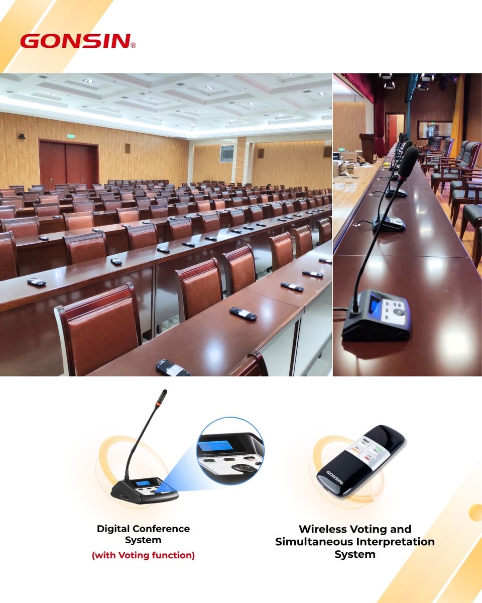 GONSIN2003's tweet image. Discover GONSIN Integrated Conference Voting Solution for Large Venues - we provide versatile, state-of-the-art solutions tailored to your exact space and needs.

🌐 Learn more about upgrading your venue: gonsinai.com

#AudioVisual #voting