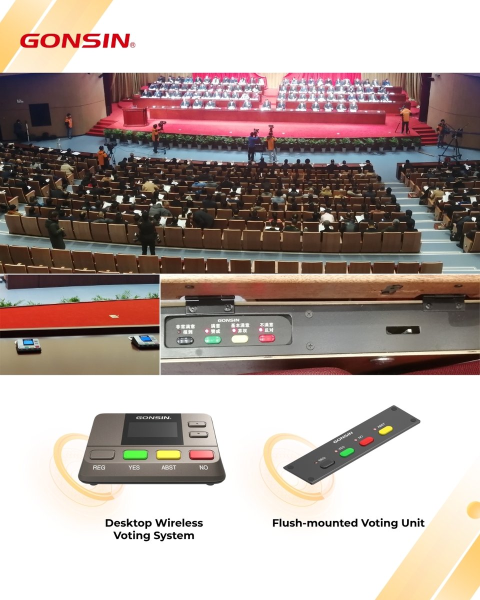GONSIN2003's tweet image. Discover GONSIN Integrated Conference Voting Solution for Large Venues - we provide versatile, state-of-the-art solutions tailored to your exact space and needs.

🌐 Learn more about upgrading your venue: gonsinai.com

#AudioVisual #voting