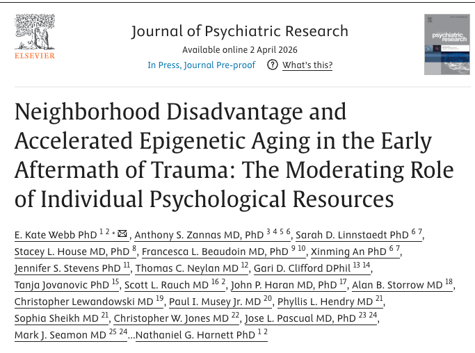 _brainstorm_12's tweet photo. New paper from my NIMH F32 fellowship on risk, resilience, and biological aging after trauma! 🙌

https://t.co/Gz8TrNWay2 https://t.co/PDV9KWVEAe