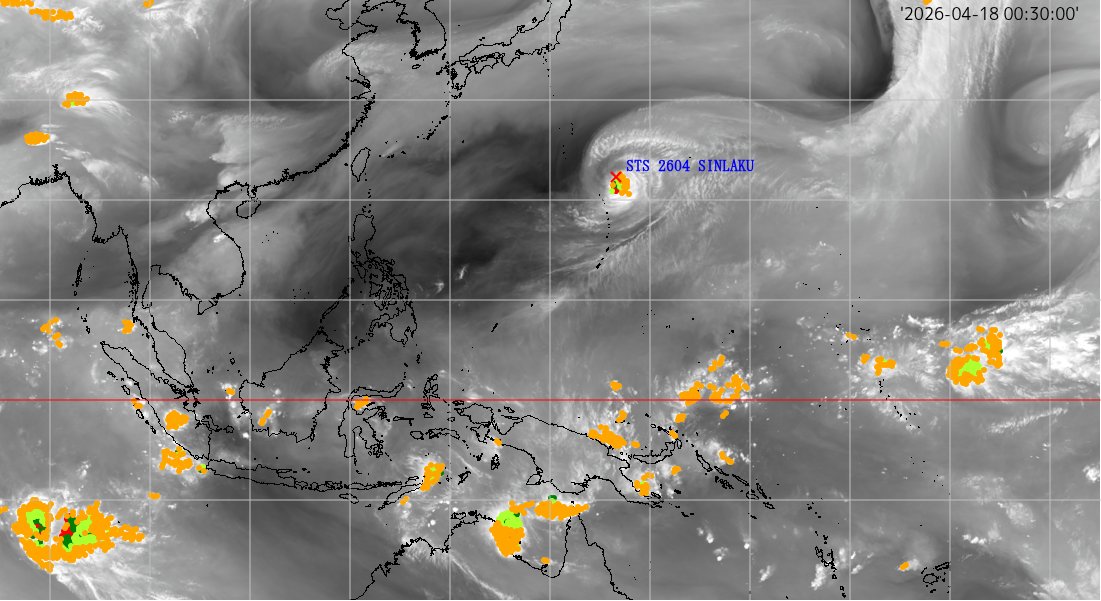 todayssatimage's tweet image. 1800 22.3N 146.6E STS 2604 SINLAKU
#typhoon #台風