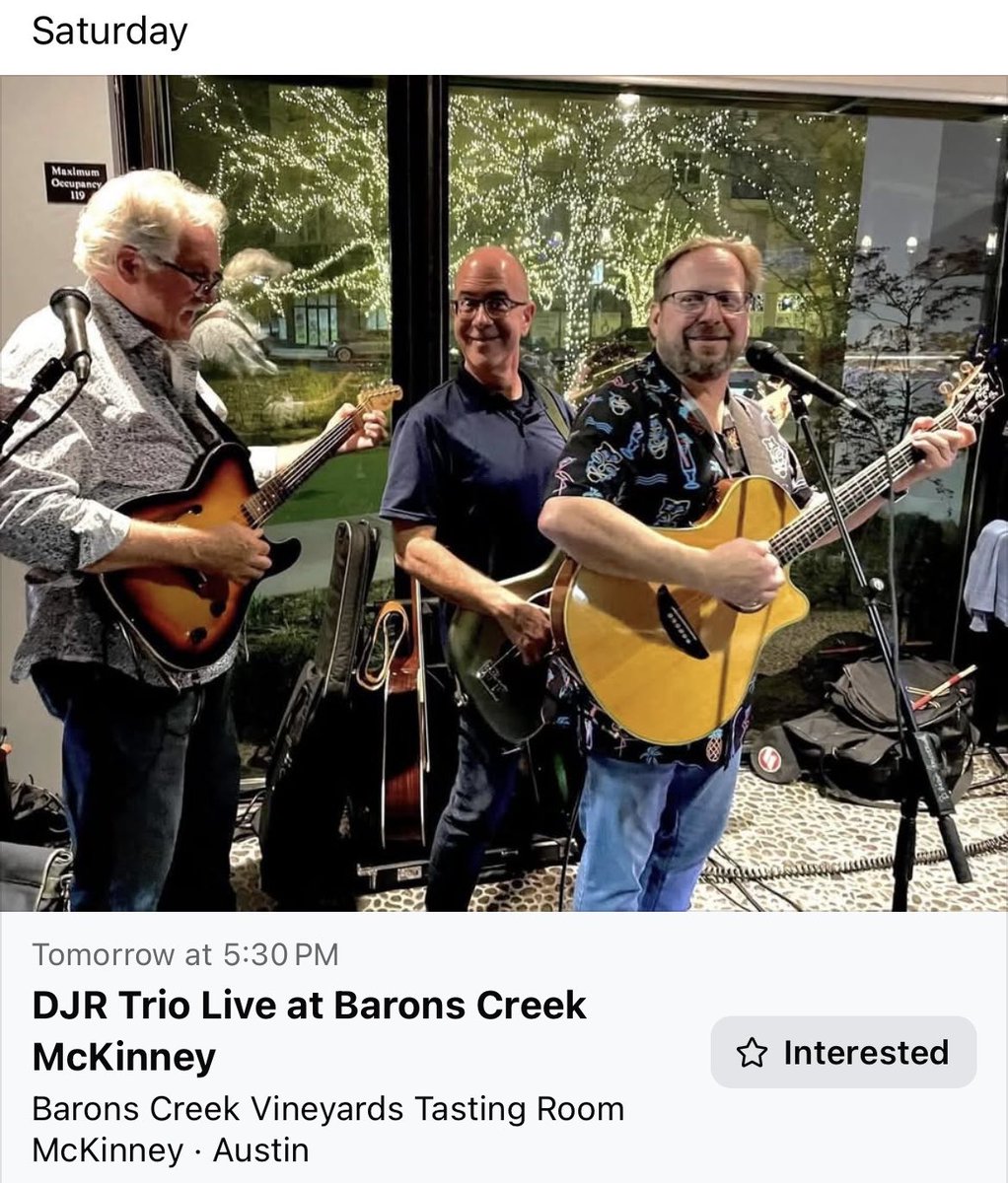 DayJobRefugees's tweet photo. Join the Day Job Refugees trio for musical mischief at Barons Creek Vineyards Tasting Room McKinney Saturday April 18th from 5:30 to 8:00pm! https://t.co/Nje8JEobmH