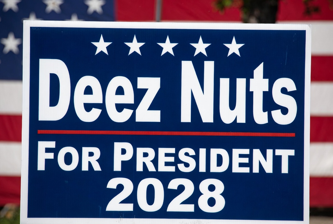 Dimwood's tweet photo. Deez Nuts: Roasted, Salted, and Ready to Lead. https://t.co/lFBV3qYIYv