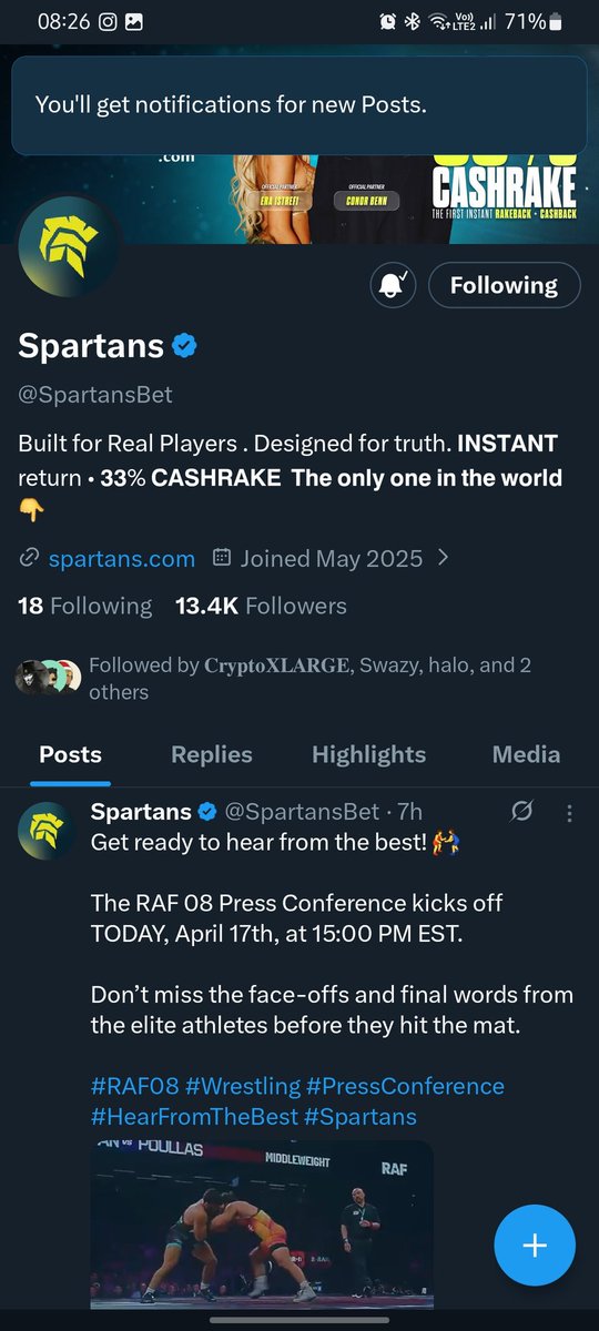 luckyshiie's tweet photo. @CrypyoCJ @SpartansBet done, wish me luck https://t.co/dQrkUlBrQN