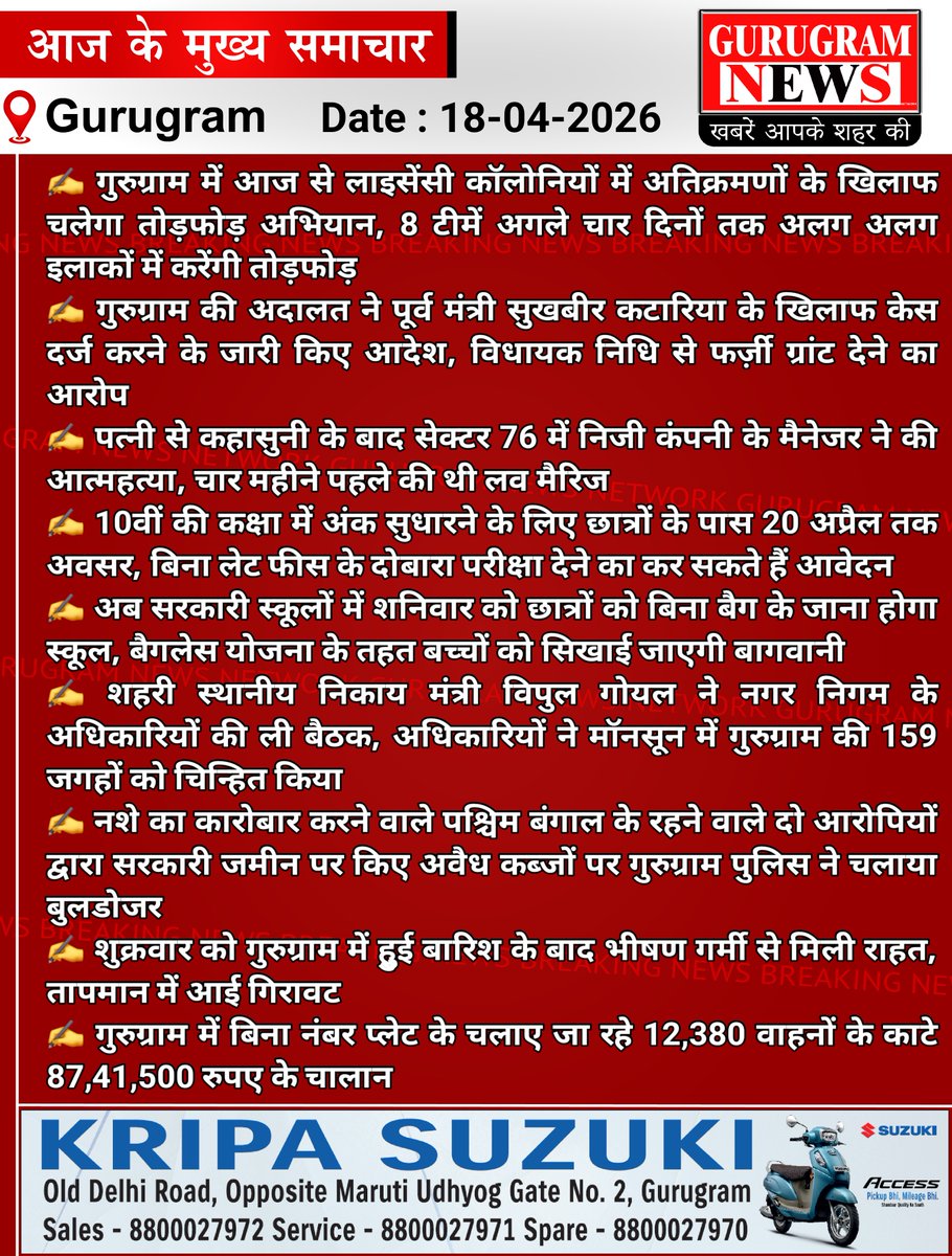 TheGurugramNews's tweet image. #Headlines #BreakingNews #TopNews #TopNewsToday #TodayNews #GurugramNews #GurgaonNews #CyberCity #Haryana #BigNews #TodayHeadlines #Nuh #Mewat #BNS #MillenniumCity #CrimeNews #MorningNews