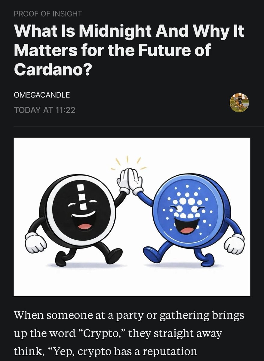 Imagine if your bank account was public, That’s how most blockchains work.
Midnight flips that, letting you prove things without exposing your data.
It’s one of the most important ideas in crypto right now.
(and it connects directly to Cardano)
Full breakdown: