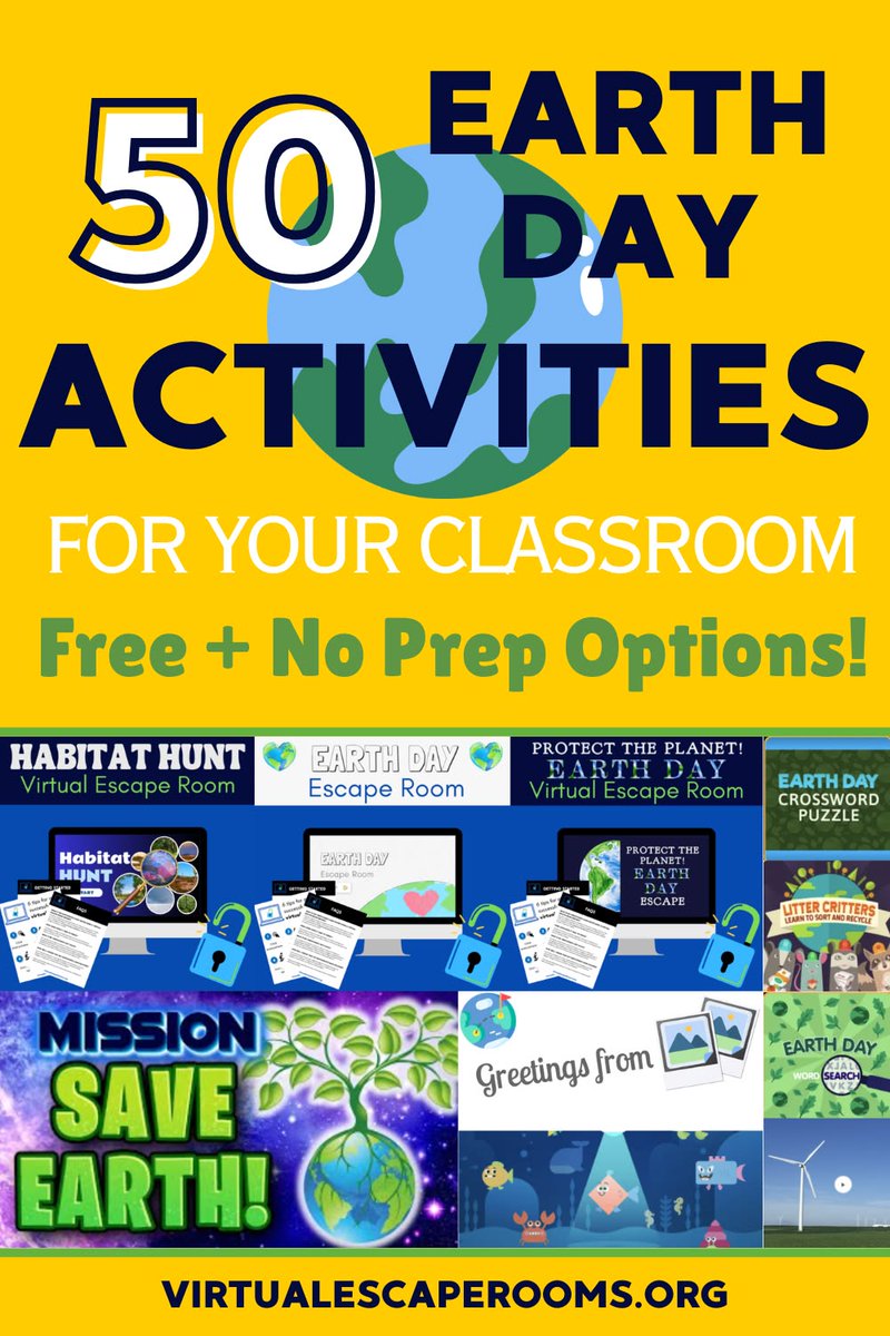 KarlyMoura's tweet image. #EarthDay planning = DONE. ✅🌍

Stop the "Sunday Scaries" with 50 low or no-prep activities students actually love:

💻 Digital Escape Rooms
🤖 Coding Projects
🎮 Interactive Games
🧪 Hands-on Fun

Perfect for Elementary &amp;amp; Middle School! ⬇️

virtualescaperooms.org/earth-day-clas… #Teaching