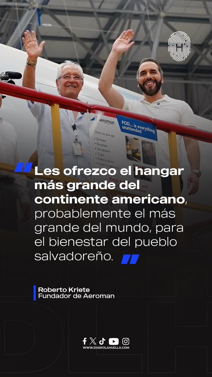 ✈️ EMPRESARIO DESTACA LIDERAZGO DE BUKELE Y SU IMPACTO EN EL DESARROLLO DEL PAÍS

Roberto Kriete afirmó que el apoyo del presidente <a href="/nayibbukele/">Nayib Bukele</a> y su equipo permitió concretar un proyecto precedentes, ofreciendo el hangar grande del continente, generando empleo, bienestar y