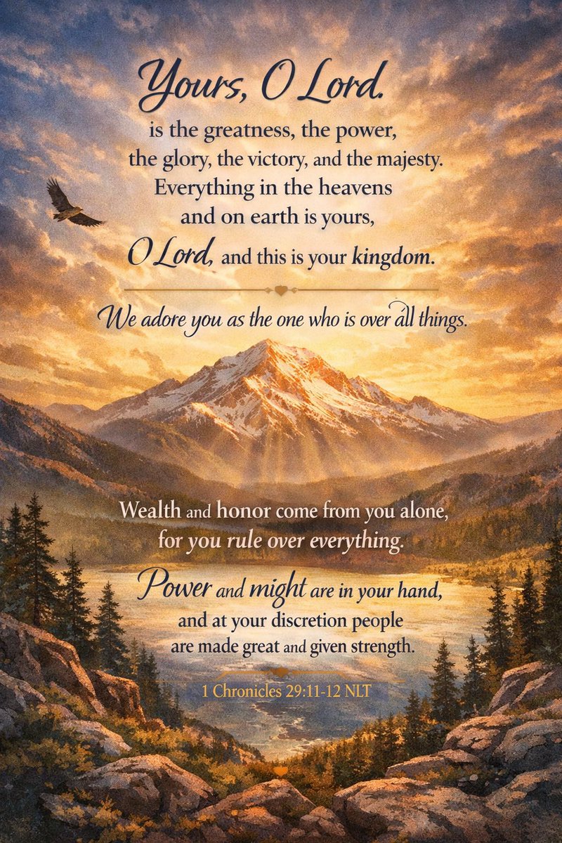 TheSdaDude's tweet photo. Lord, we acknowledge that Yours is the greatness, the power, the glory, the victory, and the majesty. All that exists in heaven and on earth belongs to You, and we humbly adore You as the One who reigns over all things🙏 https://t.co/pfh3QqK1qd