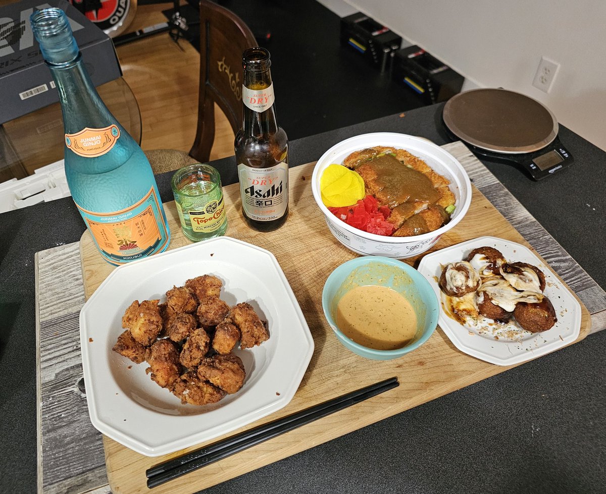 Just having a good spread of all my favorite Japanese foods.