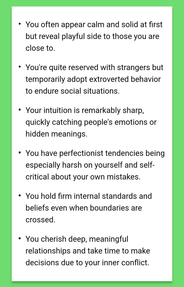 only barely switched from perceiving to judging but otherwise still the same