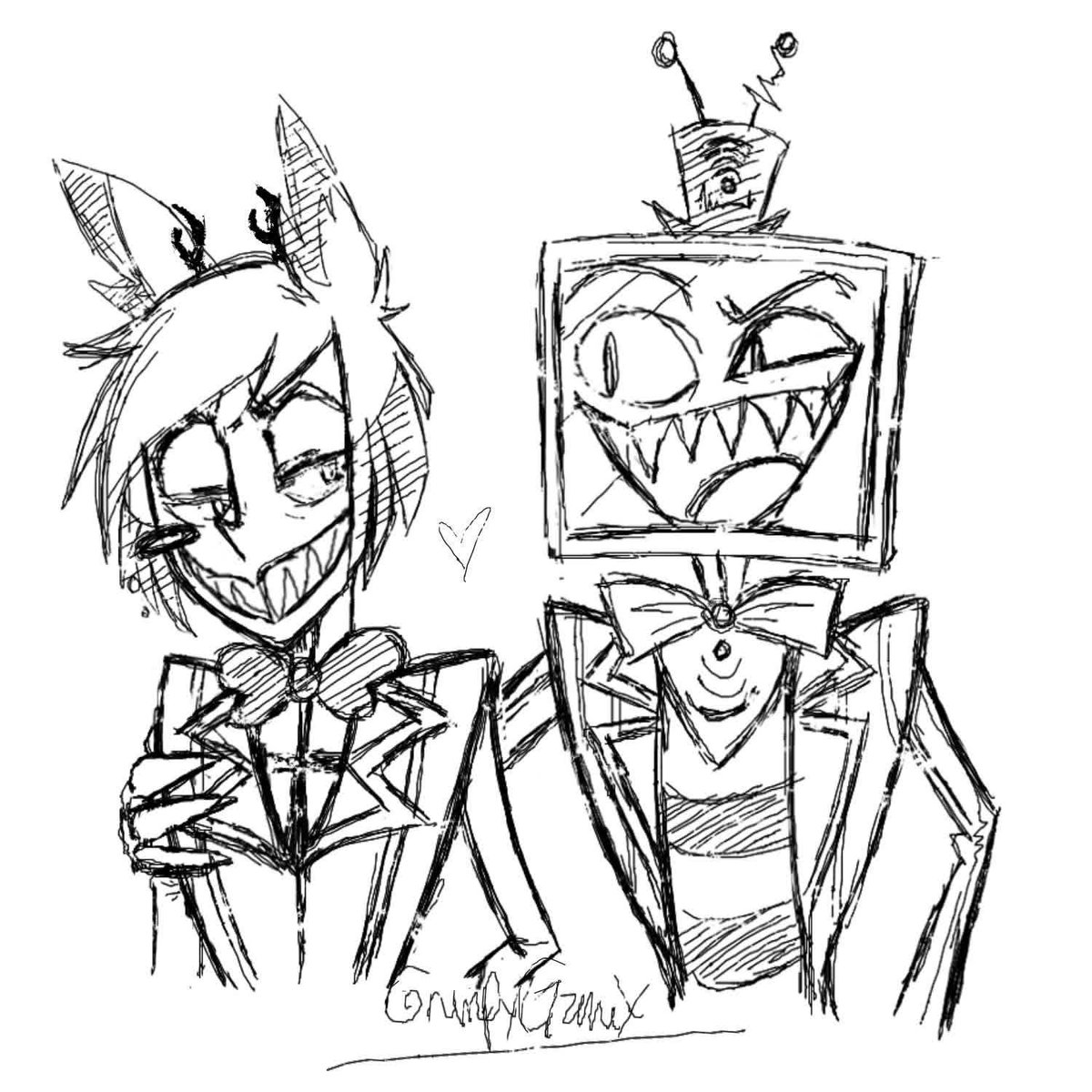 GrumpyGamix's tweet image. Sketches of the day! ❤️

#radiostatic #radiosilence #lostsignal #alastor #vox #hazbinhotel #voxal #sketch #drawing #fanart