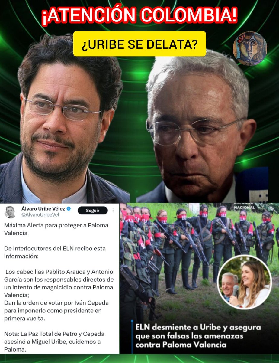 ¡ATENCIÓN COLOMBIA!
¿Uribe se delata?
¿Estará comprometido en el plan contra Cepeda?
¿Tendrá que ver con lo de Miguel Uribe?
Que curioso, el Presidente <a href="/petrogustavo/">Gustavo Petro</a> alerta de plan para atentar contra Iván Cepeda con información d la CIA; Inmediatamente sale Uribe a decir q el