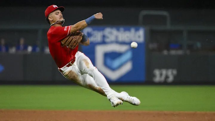 Trevor Story after fielding a ball hit directly at him