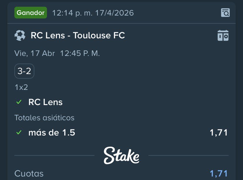 PITPICKS23's tweet photo. Por la mañana cobramos esta apuesta de 2-0 a 3-2 que #remontada del Lens 🙌🏼 https://t.co/Viy9XqlwW2