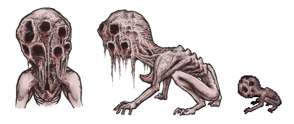 LiminalGrove's tweet photo. Cats hate water, and so do "Pits". 

It's said that 1 in 3 Pits dies from accidentally breaking its neck while shaking water out of its earholes… well, whatever holes those are.

#pixelArt #gameDev #indieDev #indieGame #gameArt #horrorGame https://t.co/rSjo5itQha