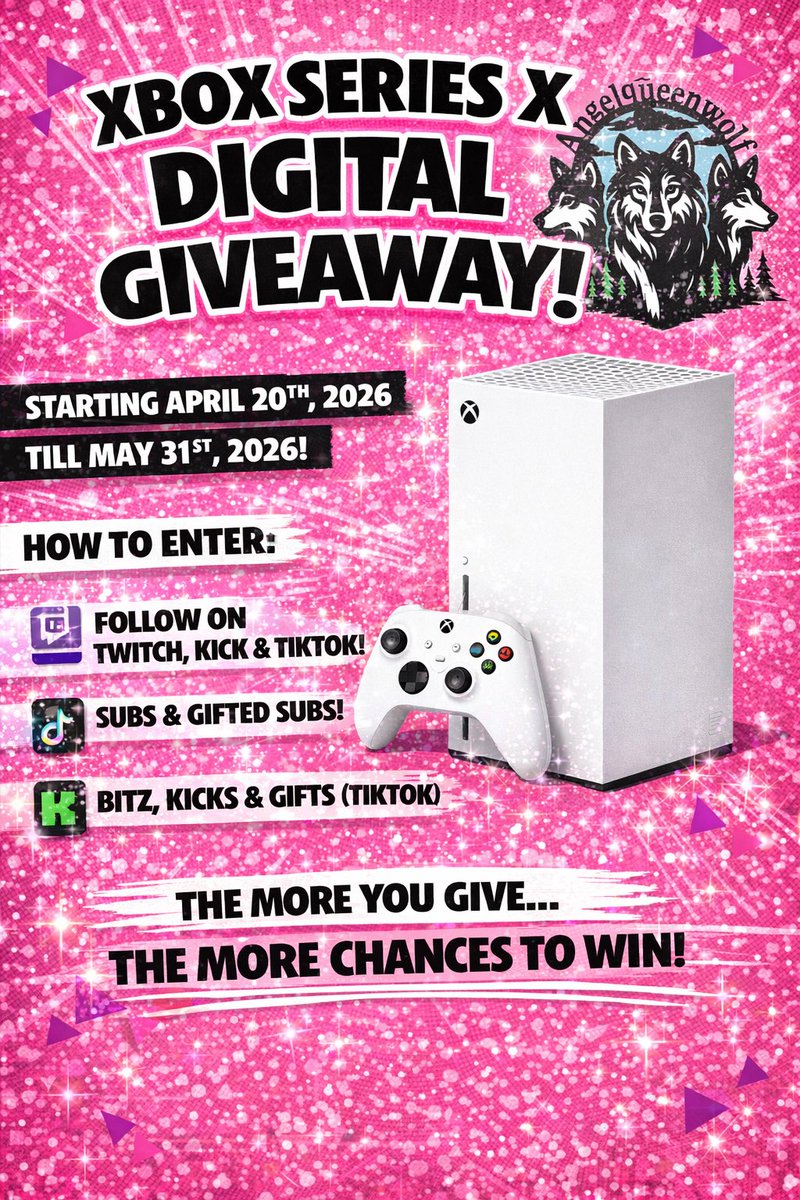 AngelQueenWolf's tweet image. Xbox give away from April 20th to May 31st.   #gaming #twitchstreamer #kickstreamer #disabledstreamer #smallstreamer