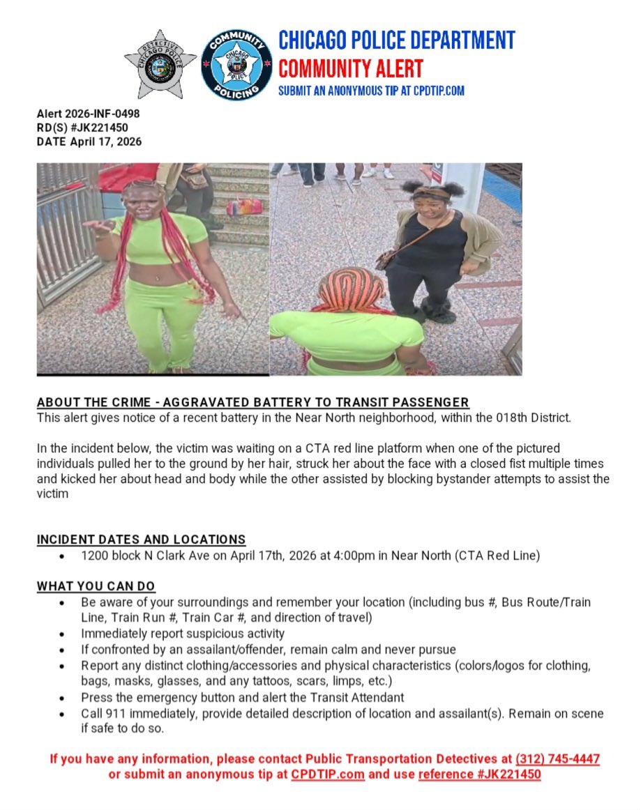 TAhern_'s tweet image. AGGRAVATED BATTERY TO TRANSIT PASSENGER #CTA @ChicagoCAPS18 (Near North) @Area3Detectives Public Transportation Detectives CPDTIP.COM #ChicagoPolice