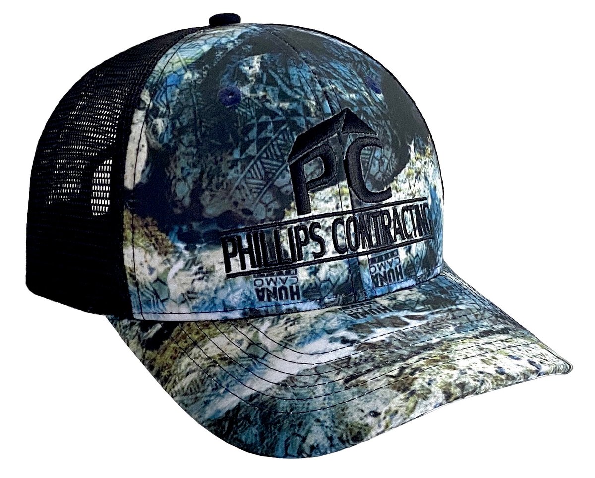 OlomanaHawaii's tweet image. Custom Camo Trucker Hats for Huna Camo and Phillips Contracting.  Olomana 6-panel structured trucker hats customized with embroidered logo and sublimation printed custom camo. Snapback closure. Back mesh. Custom labeling #Customhats #OlomanaActivewear #Customtruckerhats