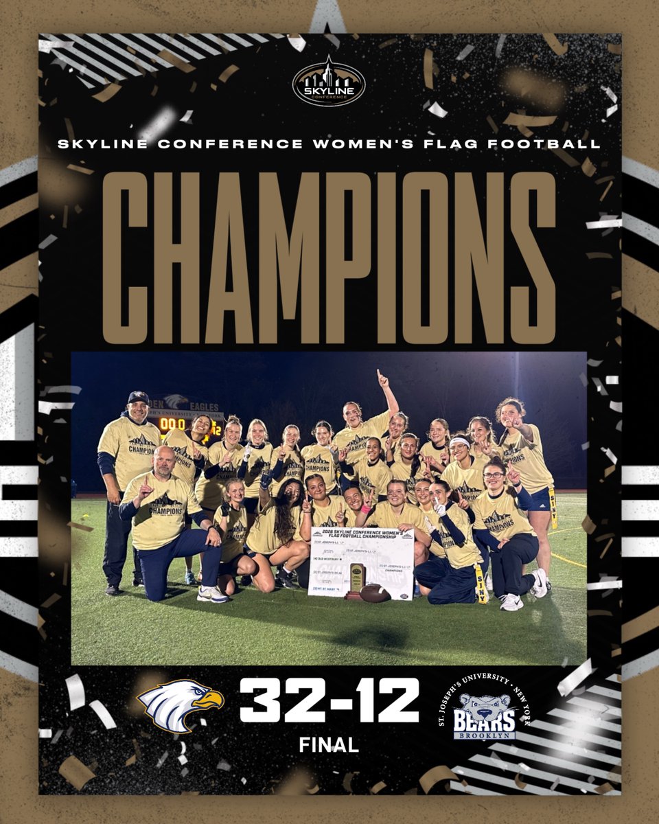 SJLIAthletics's tweet image. #SJLI women's flag football captures the inaugural @skylineconfd3 championship with a 32-12 victory over St. Joseph's University Brooklyn on Friday evening!! More details at sjliathletics.com #GoldenEra #flywithus