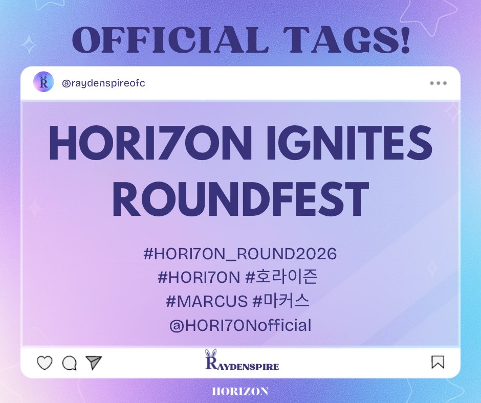 [📌] OFFICIAL TAGS!

Anchors, here are our official tags for today! Don't forget to follow the TP rules, and let's make this trend worldwide ✨💙💜

HORI7ON IGNITES ROUNDFEST

#HORI7ON_ROUND2026
#HORI7ON #호라이즌 
#MARCUS #마커스 
<a href="/HORI7ONofficial/">HORI7ONofficial</a>