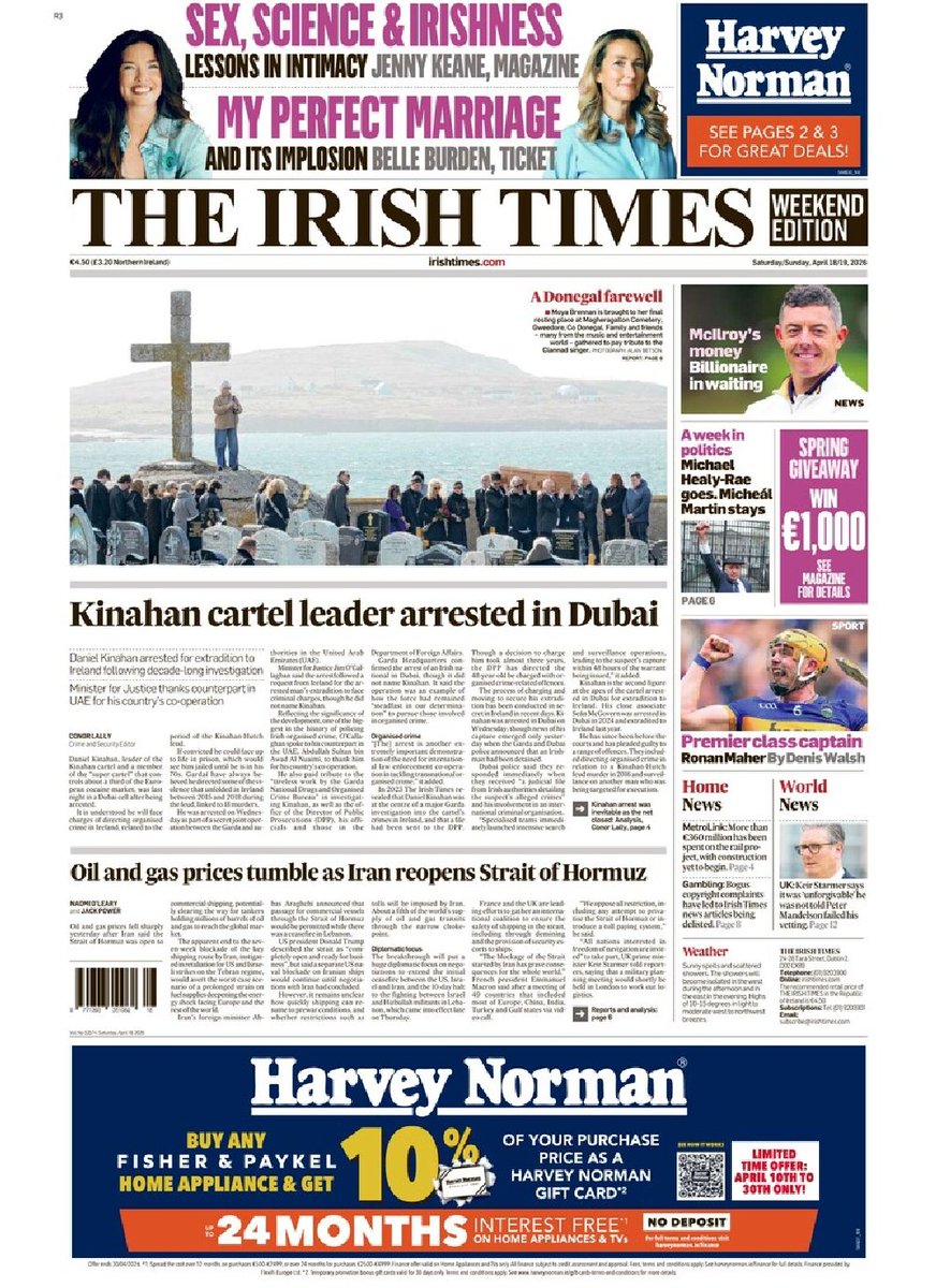 ukpapers's tweet image. Kinahan cartel leader arrested in Dubai

@IrishTimes #frontpagestoday #IRE 🇮🇪