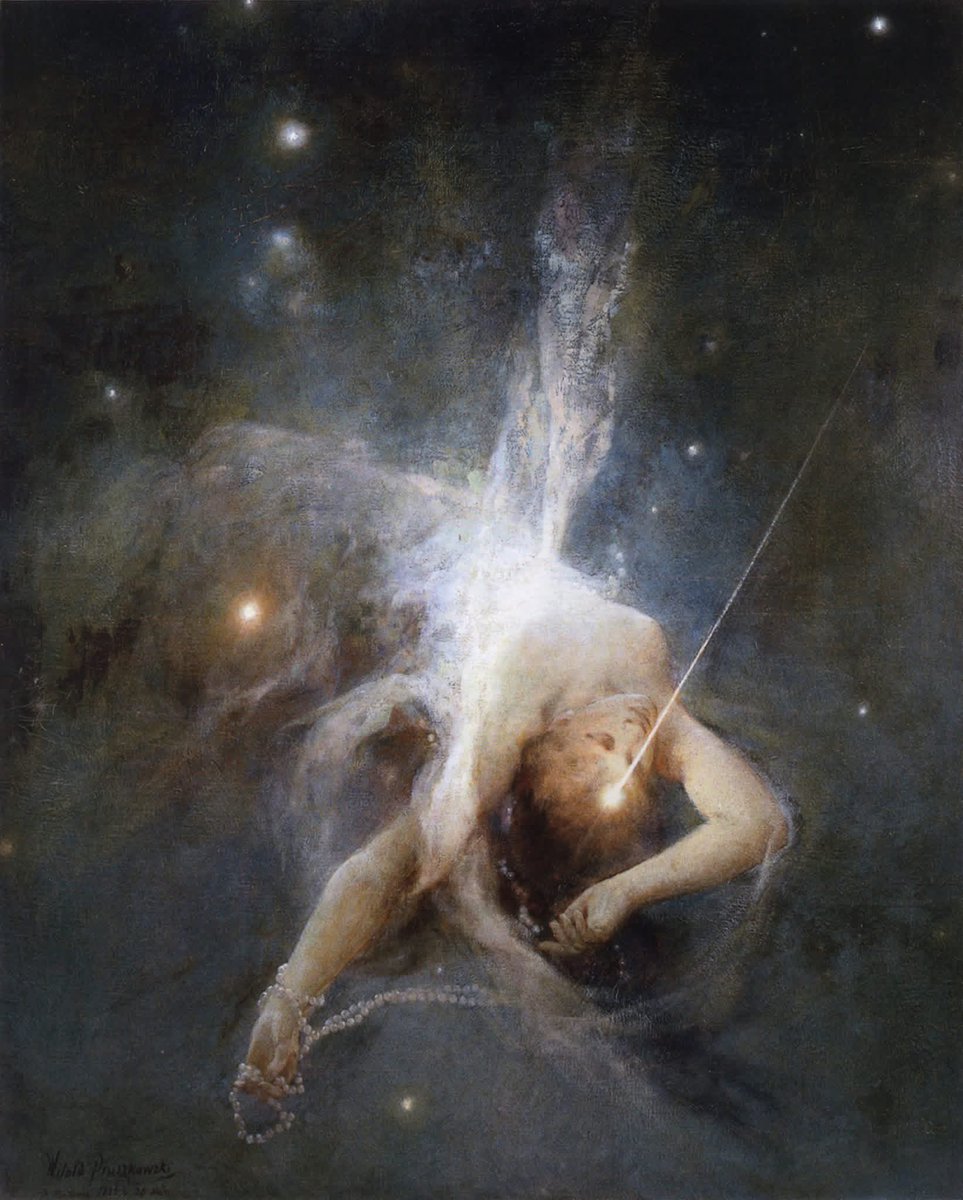 "Mantén tus ojos en las estrellas, pero recuerda mantener los pies en el suelo. Theodore Roosevelt

Falling Star (1884) fue pintada por el artista polaco Witold Pruszkowski (1846-1896), mejor conocido por sus fantásticas pinturas.

La escena en esta pintura se parece un poco a